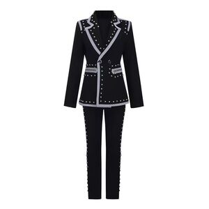Studded Black and Gray Women's Suit